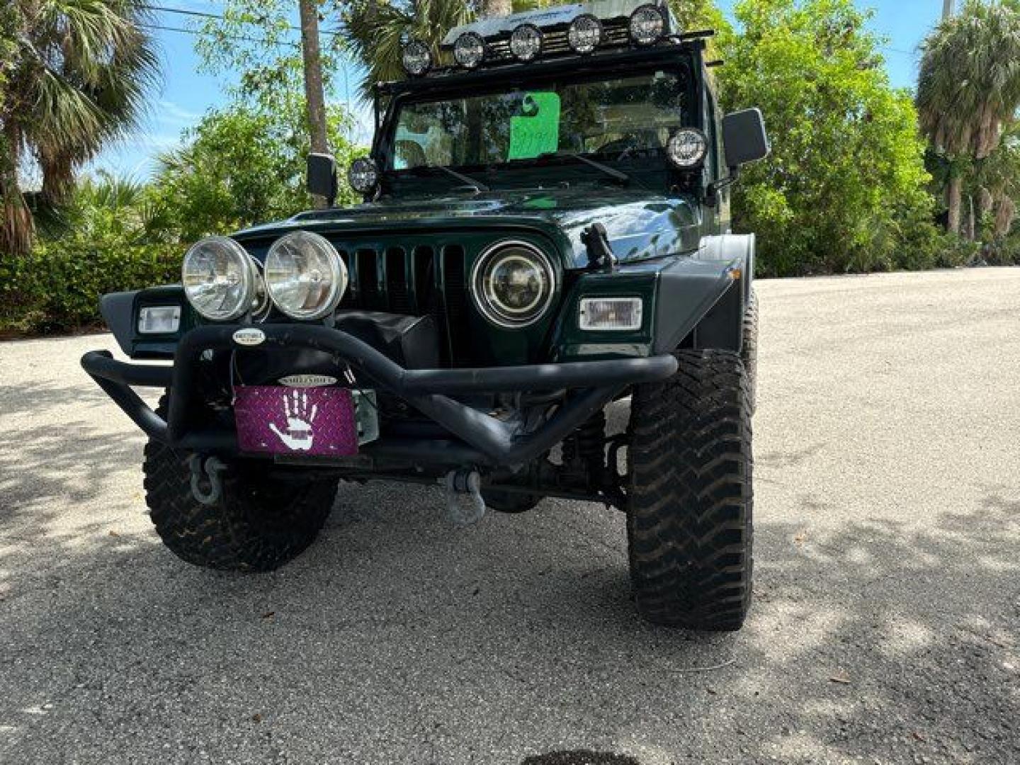 1999 Forest Green Pearlcoat /Agate Vinyl Jeep Wrangler Sport (1J4FY19S5XP) with an 4.0L L6 OHV 12V engine, located at 11100 Summerlin Square Dr., Fort Myers Beach, FL, 33931, (239) 999-7777, 26.493452, -81.938683 - Photo#4